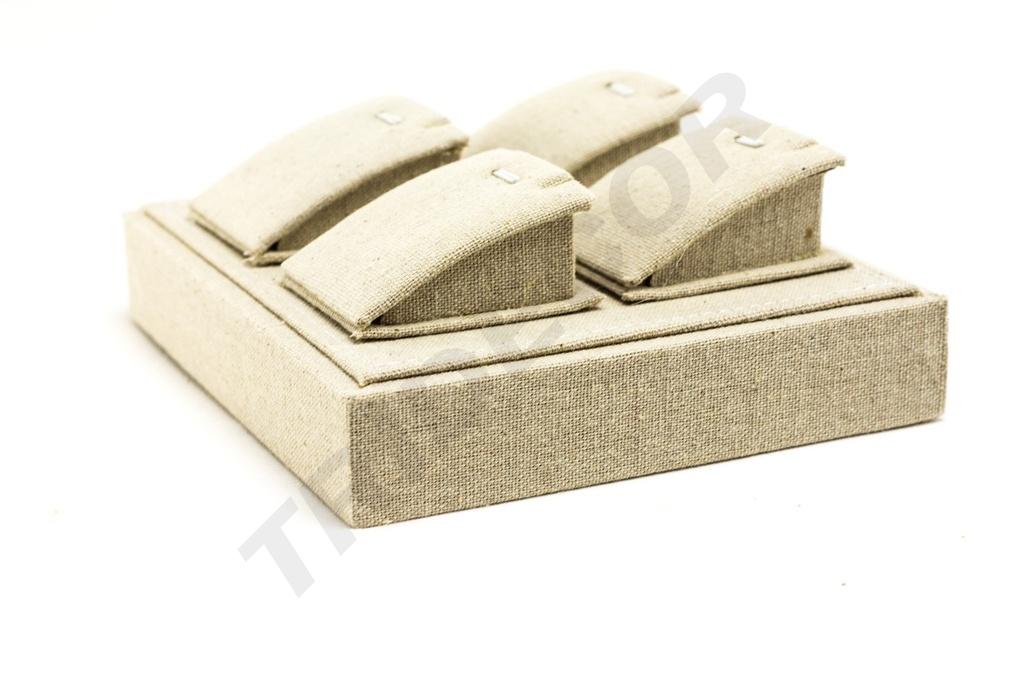 Bandeja para Exhibición de Joyas de Lino Beige 18.5x15.5x7cm