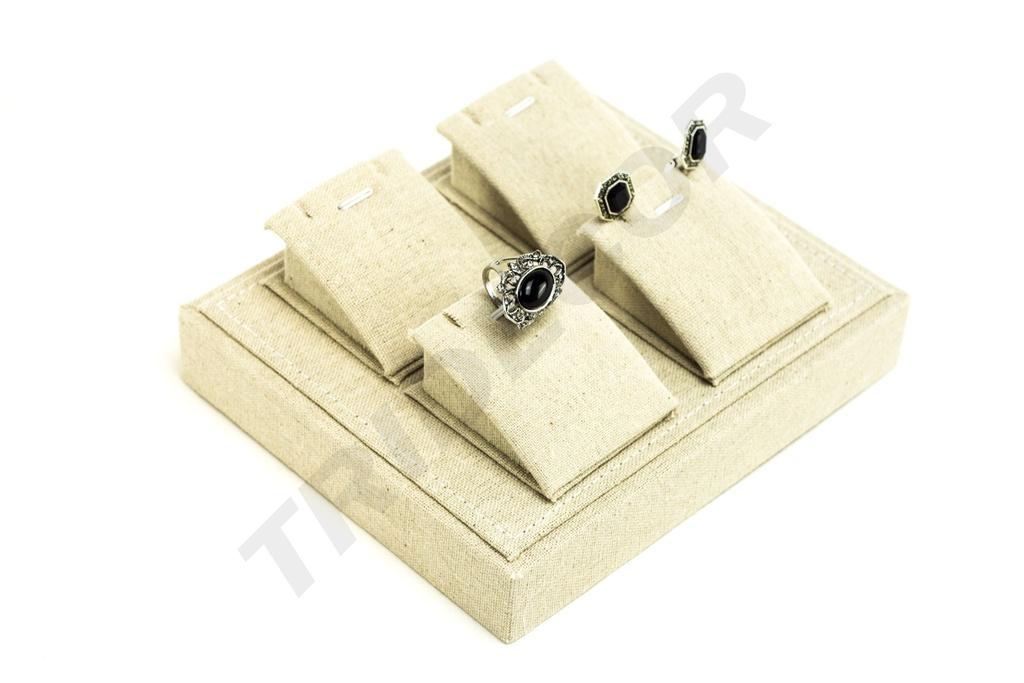 Bandeja para Exhibición de Joyas de Lino Beige 18.5x15.5x7cm