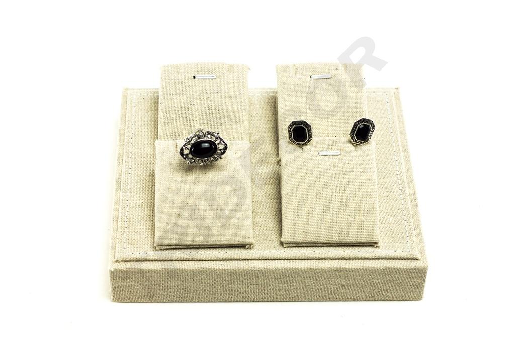 Bandeja para Exhibición de Joyas de Lino Beige 18.5x15.5x7cm