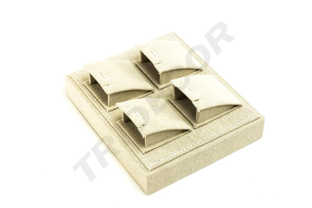 Bandeja para Exhibición de Joyas de Lino Beige 18.5x15.5x7cm
