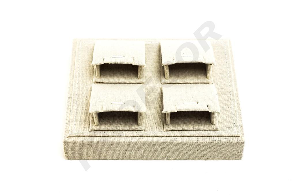 Bandeja para Exhibición de Joyas de Lino Beige 18.5x15.5x7cm
