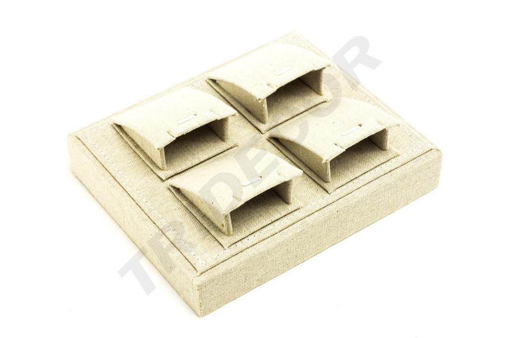 Bandeja para Exhibición de Joyas de Lino Beige 18.5x15.5x7cm