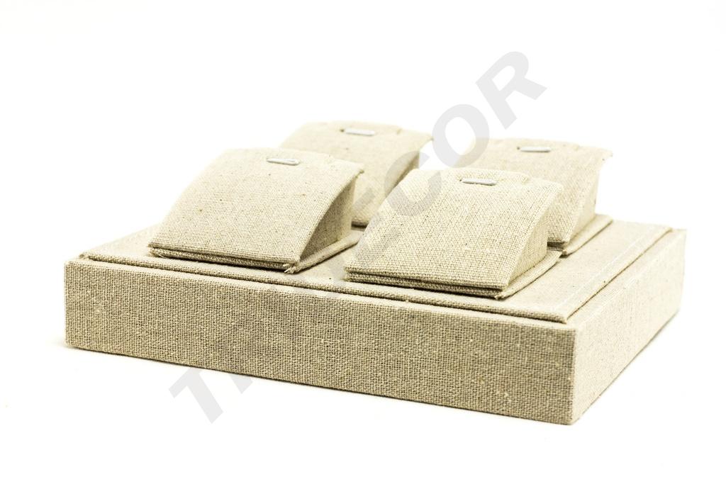 Bandeja para Exhibición de Joyas de Lino Beige 18.5x15.5x7cm