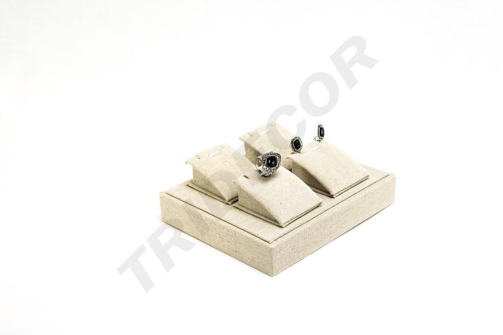 Bandeja para Exhibición de Joyas de Lino Beige 18.5x15.5x7cm