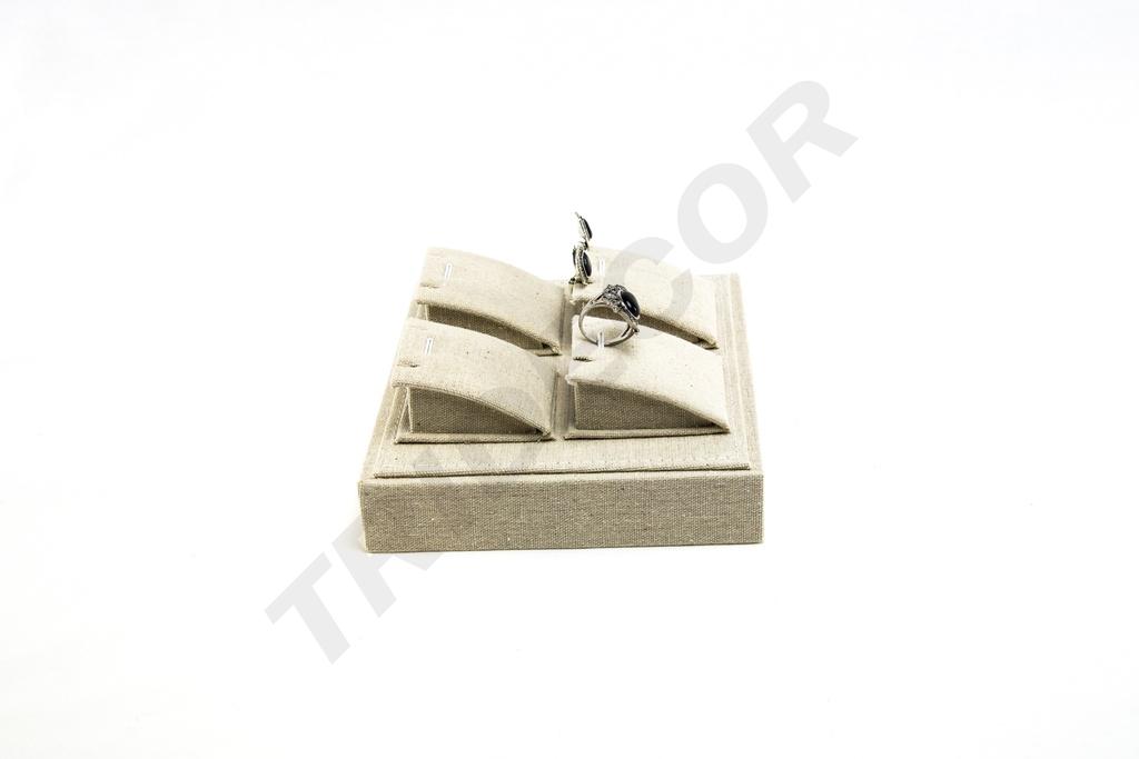 Bandeja para Exhibición de Joyas de Lino Beige 18.5x15.5x7cm