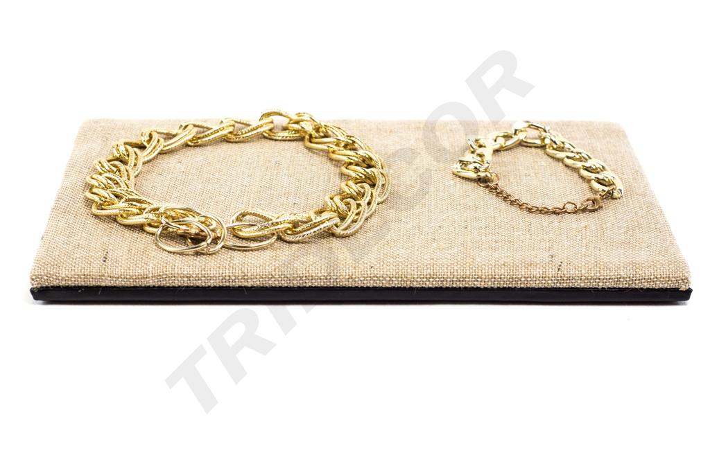 Base reversible de lino grueso o cuero sintético negro para exposición de joyas