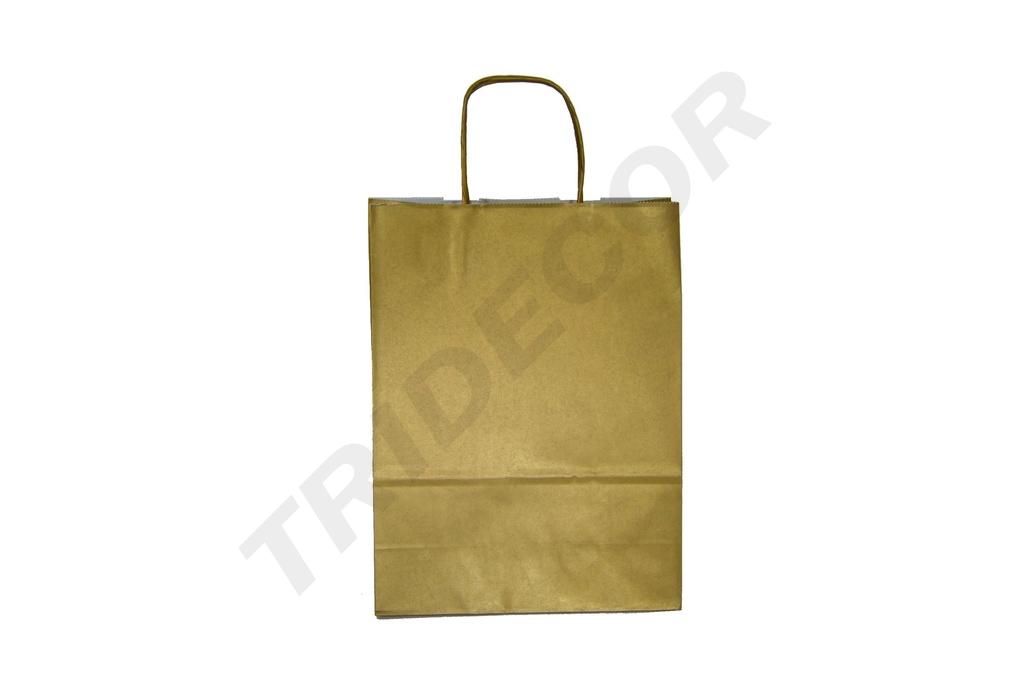 Bolsa de Papel de Celulosa con Asa Arrugada de Color Oro 45X49X15CM 25 Unidades