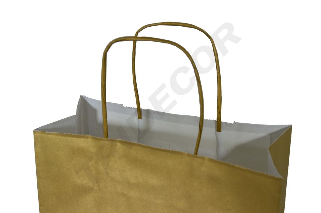 Bolsa de Papel de Celulosa con Asa Arrugada de Color Oro 45X49X15CM 25 Unidades