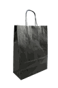 Bolsa de papel con asa arrugada negra, celulosa, 27x12x37 cm, 25 piezas