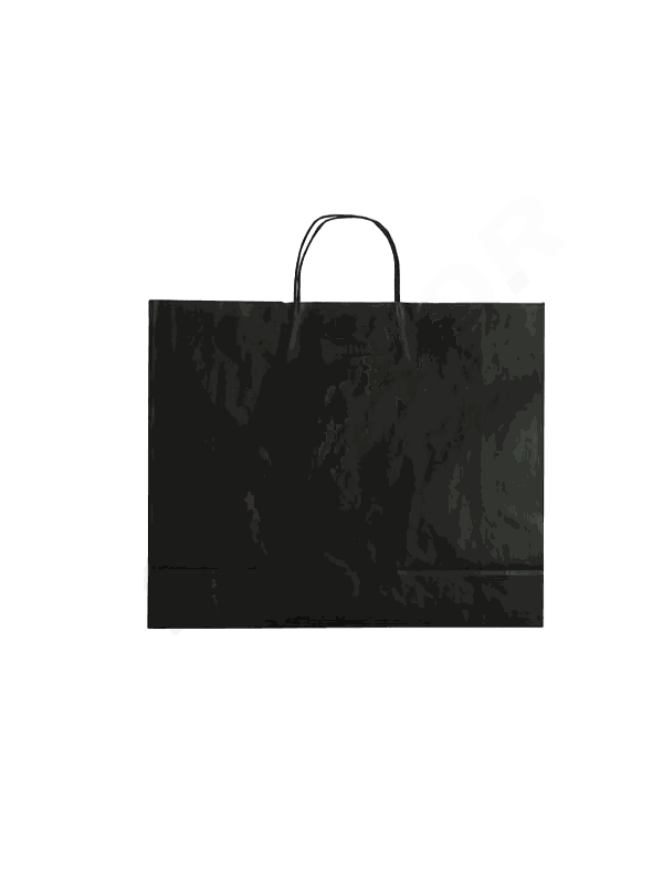 Bolsa de papel con asa arrugada negra, celulosa, 27x12x37 cm, 25 piezas
