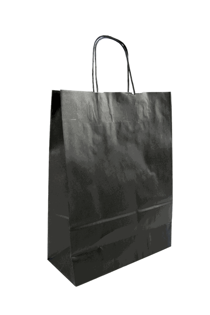 Bolsa de papel Kraft negro con asa retorcida 36X12X41 CM 25 unidades