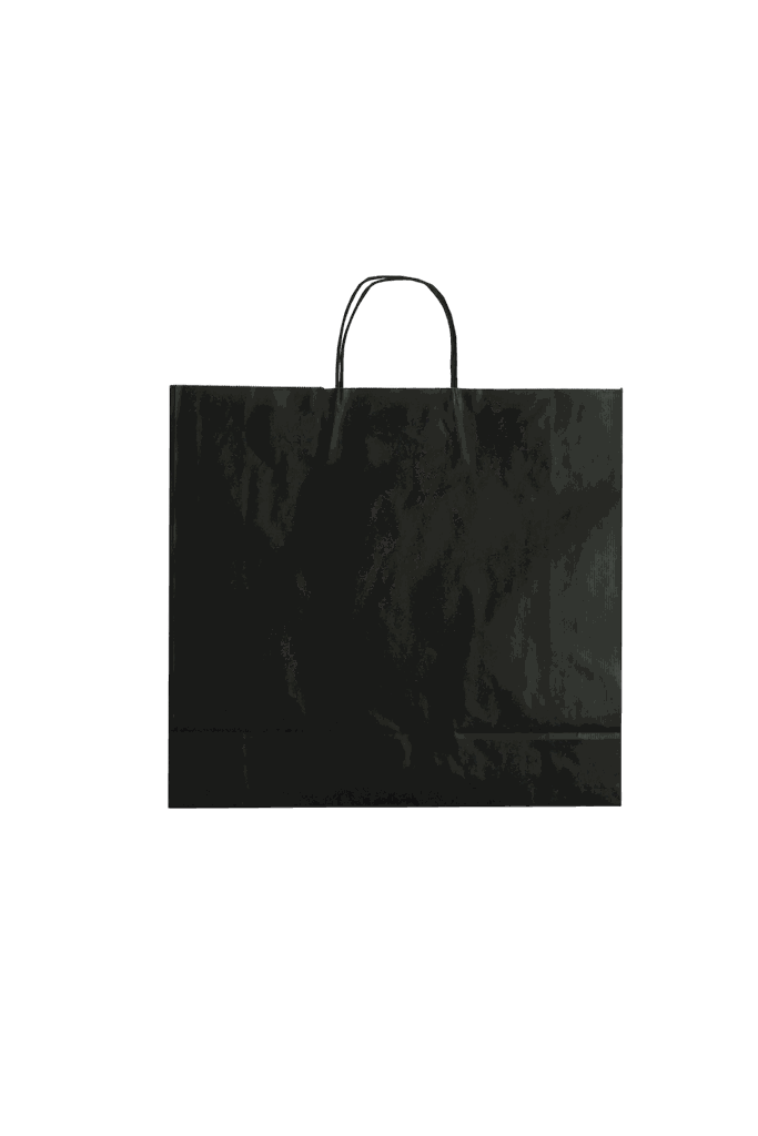 Bolsa de papel de celulosa con asa rizada negra 45X15X49 25 unidades