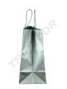 Bolsa de Papel de Celulosa con Asa de Cordón, Color Plata, 33X15X45 CM, 25 Unidades