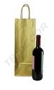 Bolsa de papel de celulosa dorada para botellas con asa rizada, tamaño 39X14+8,5cm, 25pcs