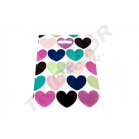 Bolsa de Plástico con Asa Troquelada 35X45 cm Corazones 100 Unidades