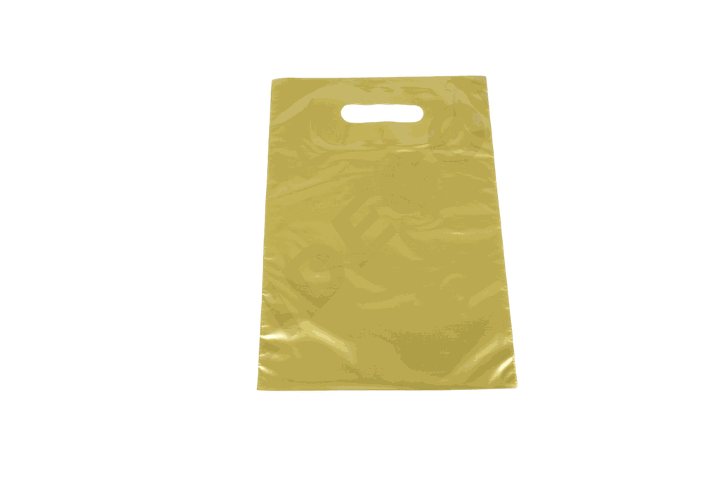 Bolsa Tote dorada con asa troquelada 25X35 cm 100 unidades