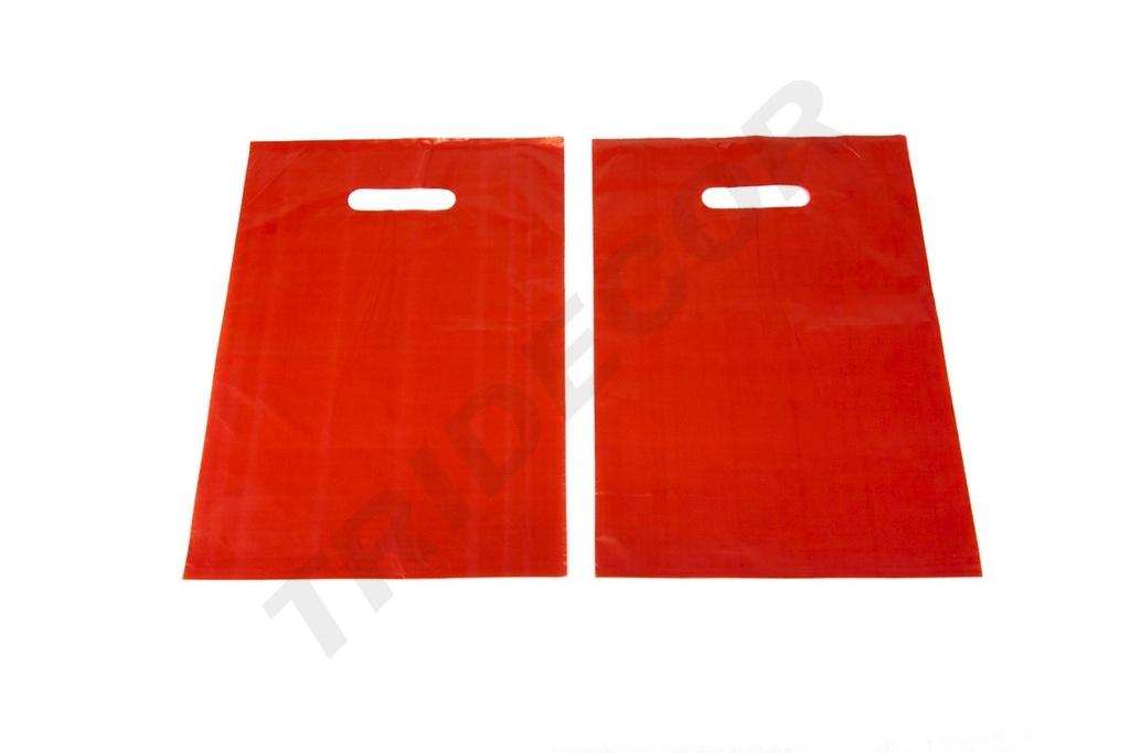 Bolsa roja con asa troquelada 25X35 cm 100 unidades