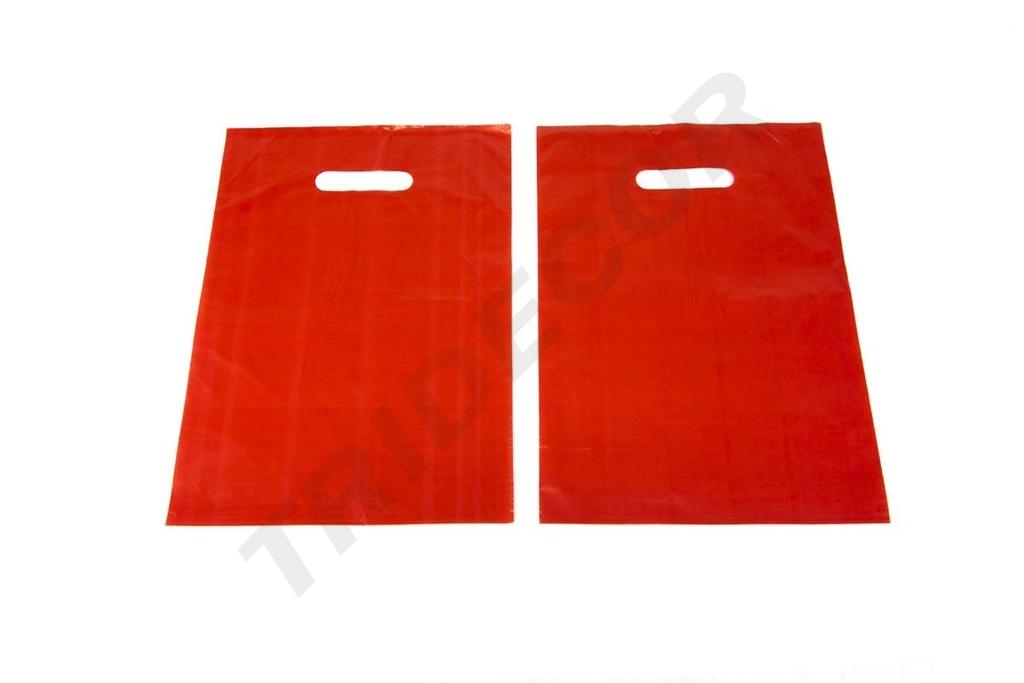 Bolsa roja con asa troquelada 25X35 cm 100 unidades