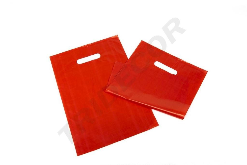 Bolsa roja con asa troquelada 25X35 cm 100 unidades