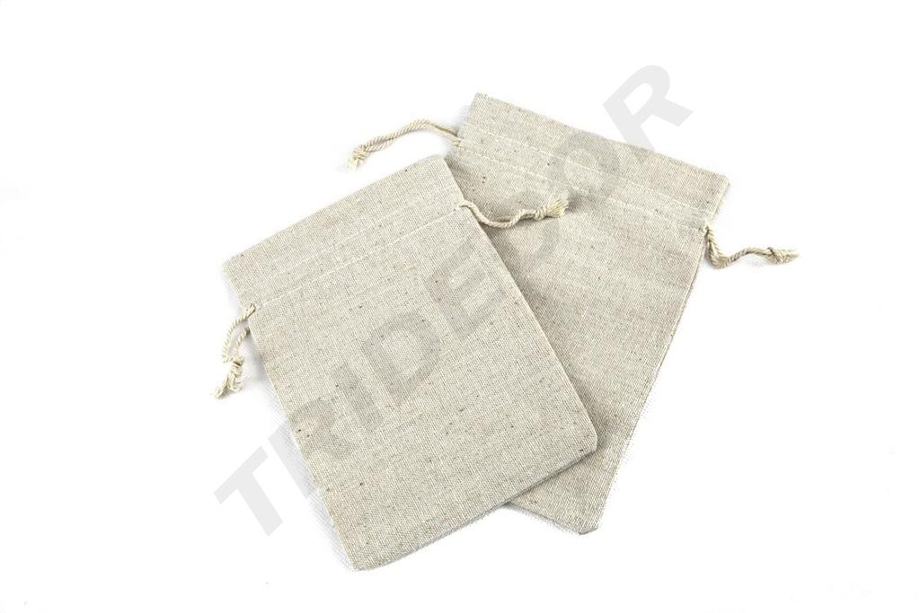 BOLSA DE TELA DE LINO BEIGE 19X14 CM 20 PIEZAS