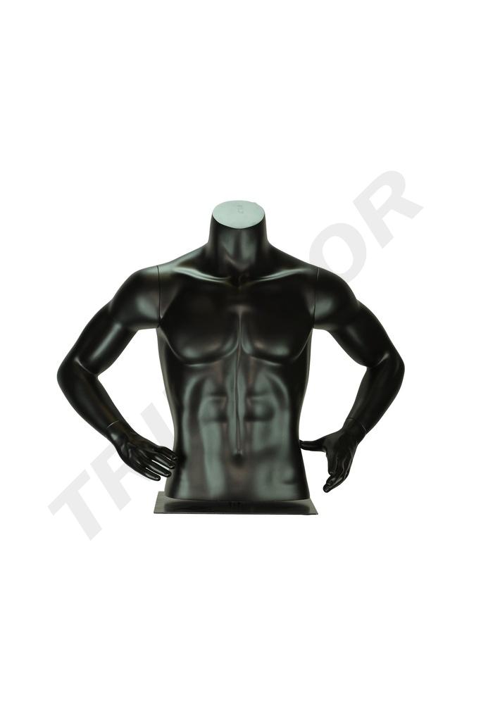 Busto Masculino Ajustable de Fibra de Vidrio en Negro Mate