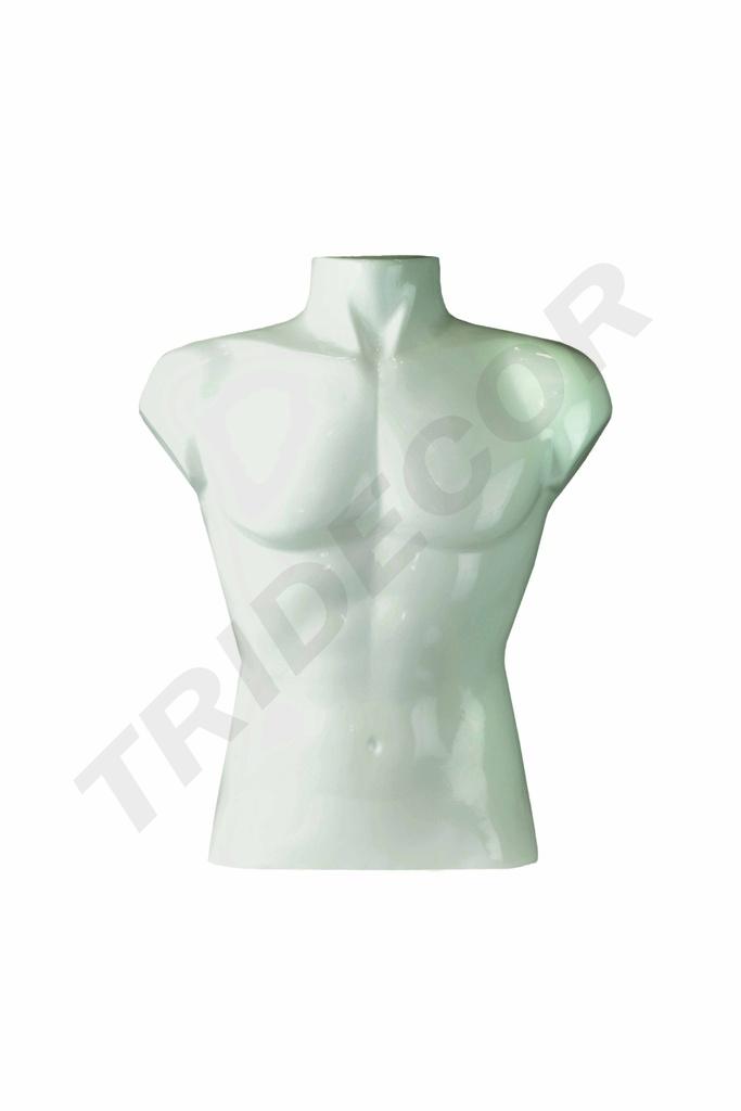 Busto de Hombre Pequeño de Fibra de Vidrio Blanco Brillante
