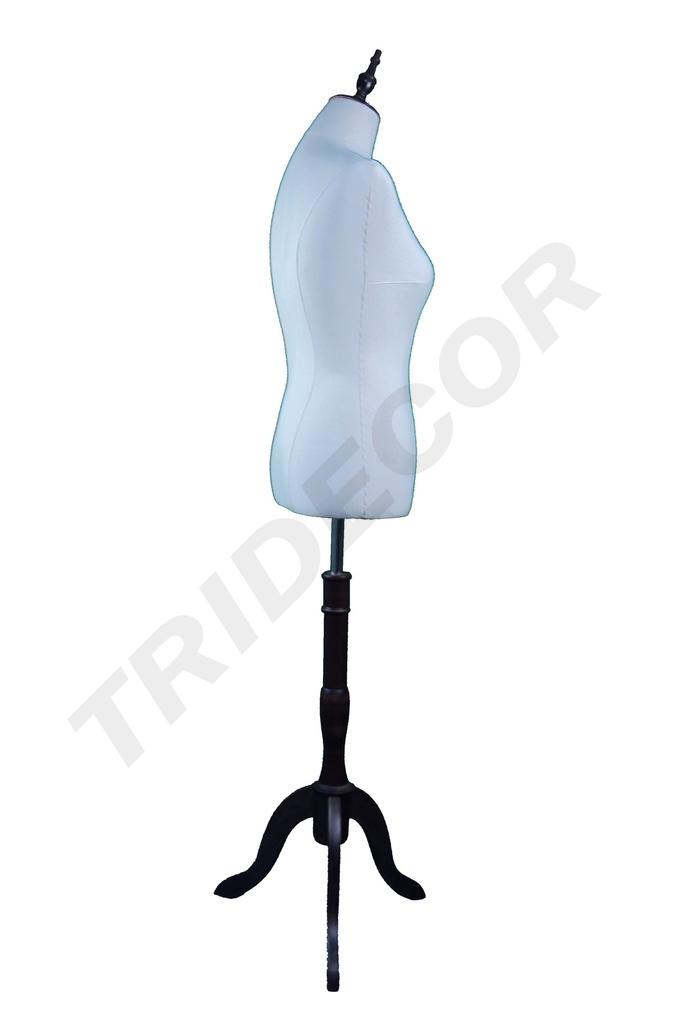 Busto de mujer con tela de lino, pie de madera