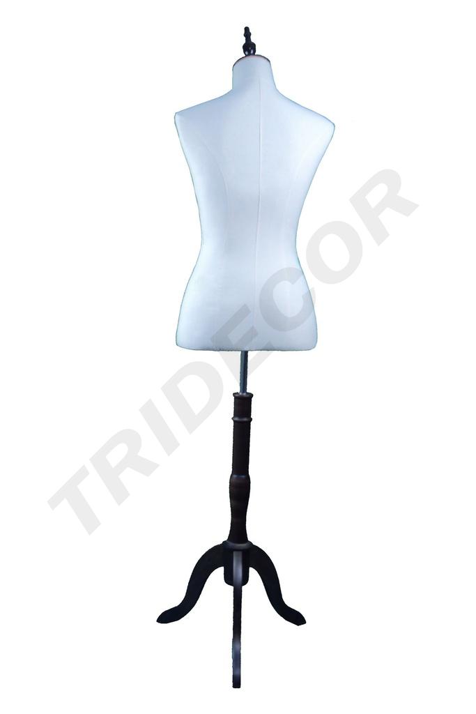 Busto de mujer con tela de lino, pie de madera