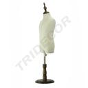 Busto infantil ajustable de tela con base de madera