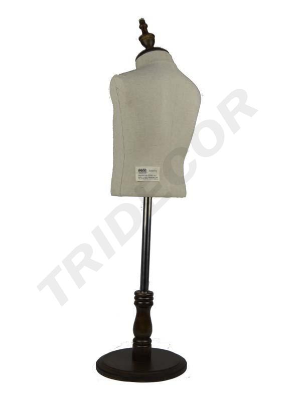 Busto de niño de lino con pie de madera