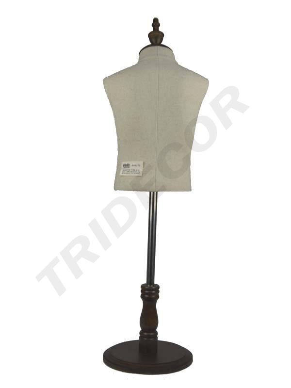 Busto de niño de lino con pie de madera