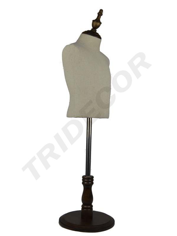 Busto de niño de lino con pie de madera