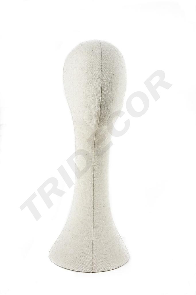 Cabeza de mujer en tela de lino color beige, circunferencia de 52 cm