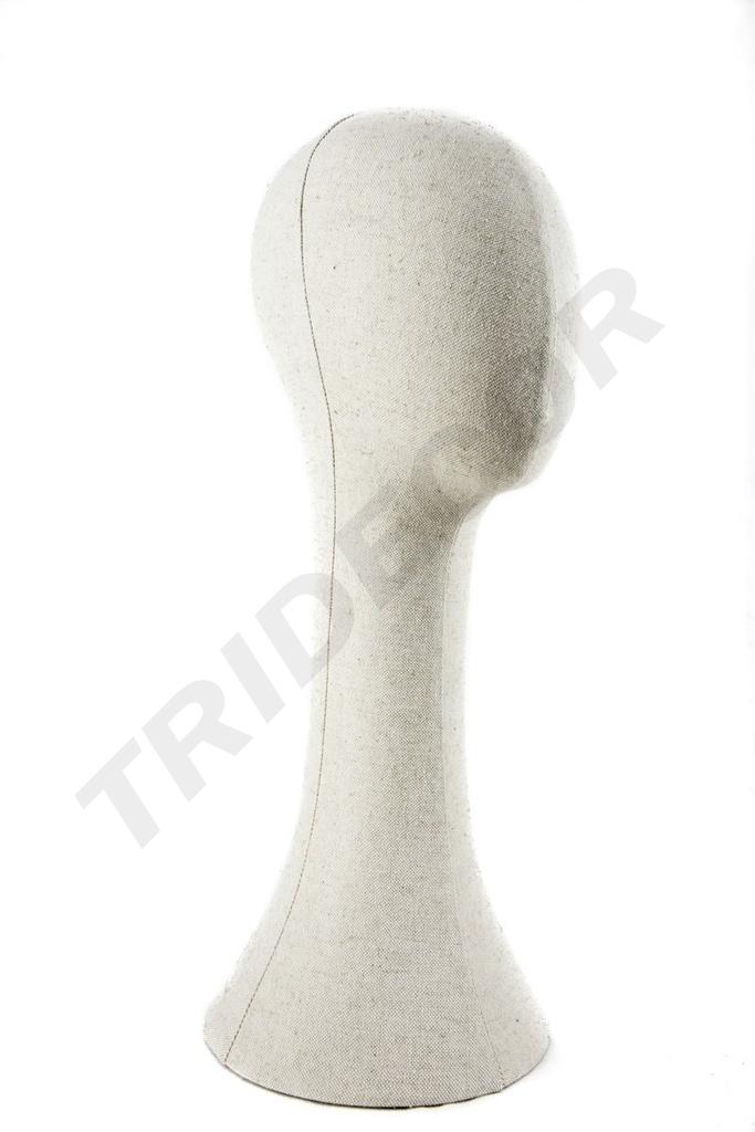Cabeza de mujer en tela de lino color beige, circunferencia de 52 cm