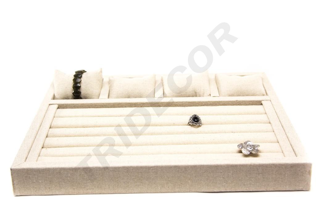 Expositor de Joyería de Lino Beige 38X28.5X8cm