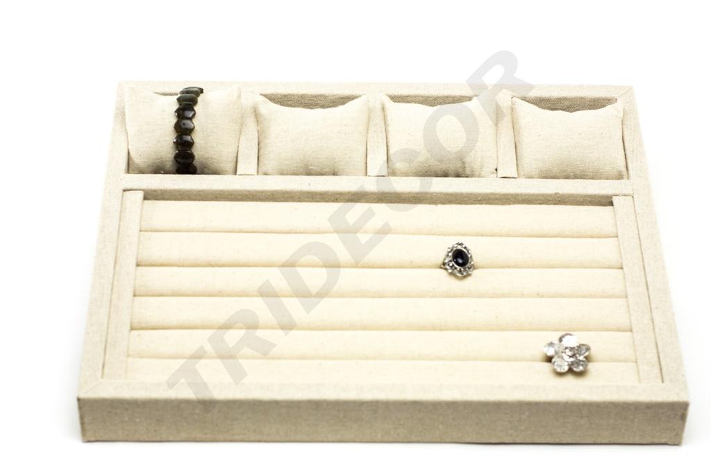 Expositor de Joyería de Lino Beige 38X28.5X8cm