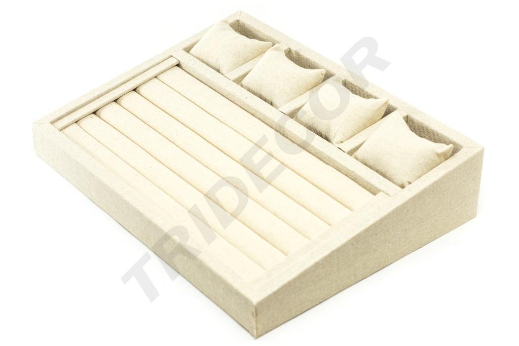 Expositor de Joyería de Lino Beige 38X28.5X8cm