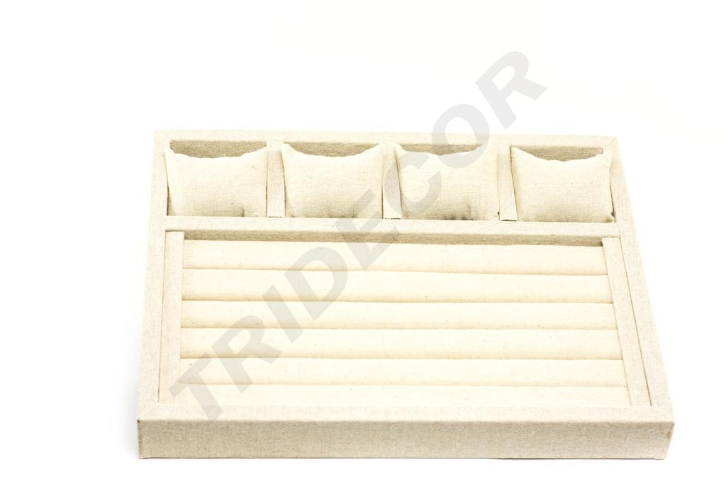 Expositor de Joyería de Lino Beige 38X28.5X8cm