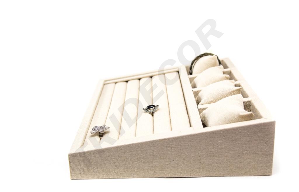 Expositor de Joyería de Lino Beige 38X28.5X8cm