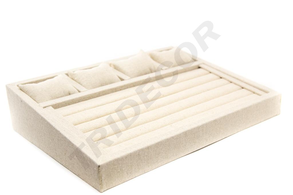 Expositor de Joyería de Lino Beige 38X28.5X8cm
