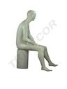 Maniquí de Hombre Sentado de Fibra de Vidrio Blanco Brillante