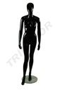 Maniquí femenino de fibra de vidrio en negro brillante sin características