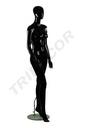 Maniquí femenino de fibra de vidrio en negro brillante sin características