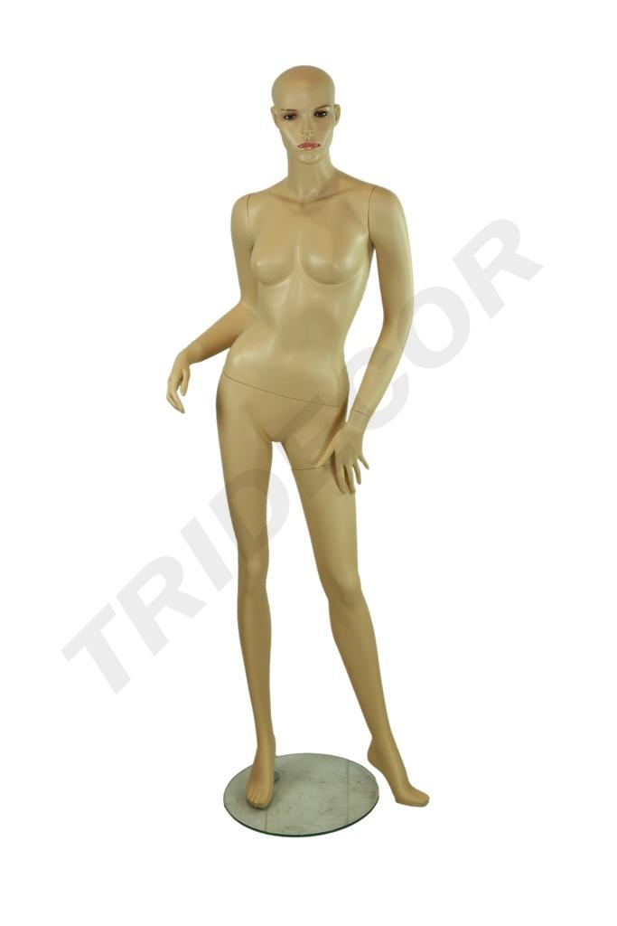 Postura de Maniquí Femenino de Fibra de Vidrio Color Carne