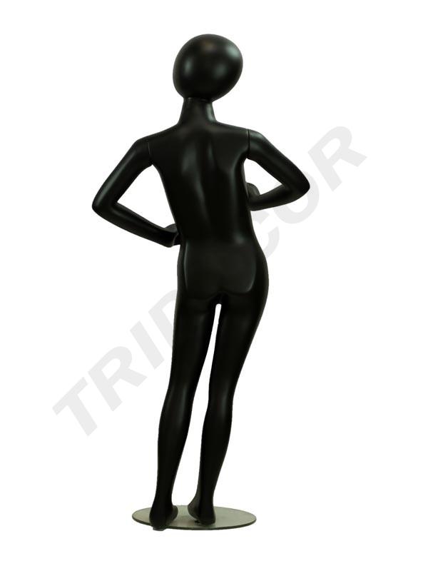 Maniquí infantil negro mate sin cara 8-10 años postura