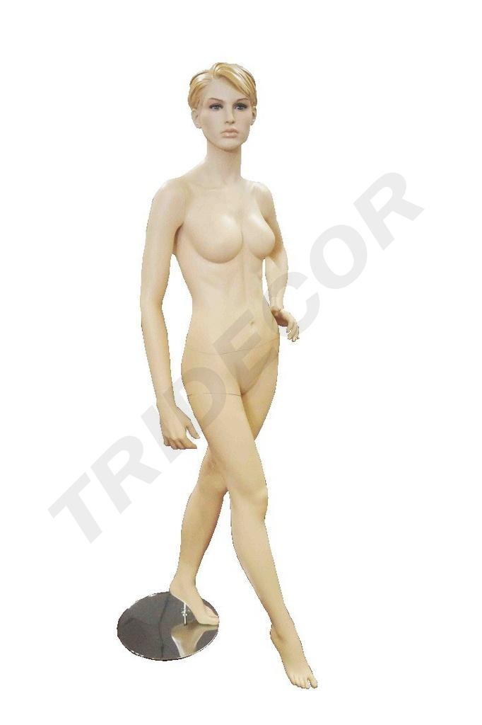 Maniquí femenino de color carne con cabello esculpido
