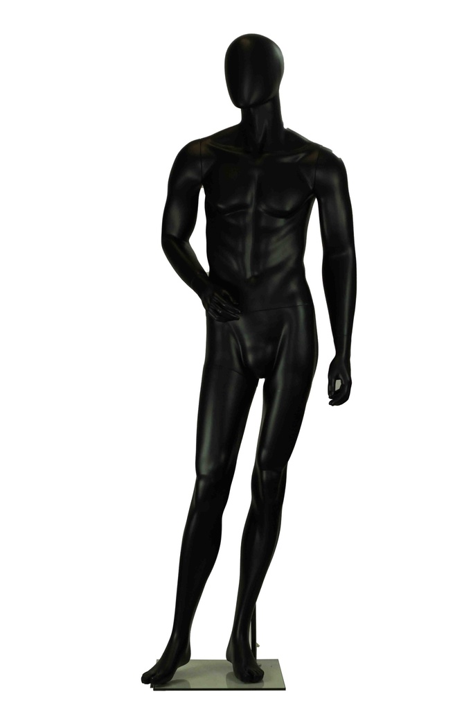 Maniquí lacado en negro mate sin características con brazo doblado