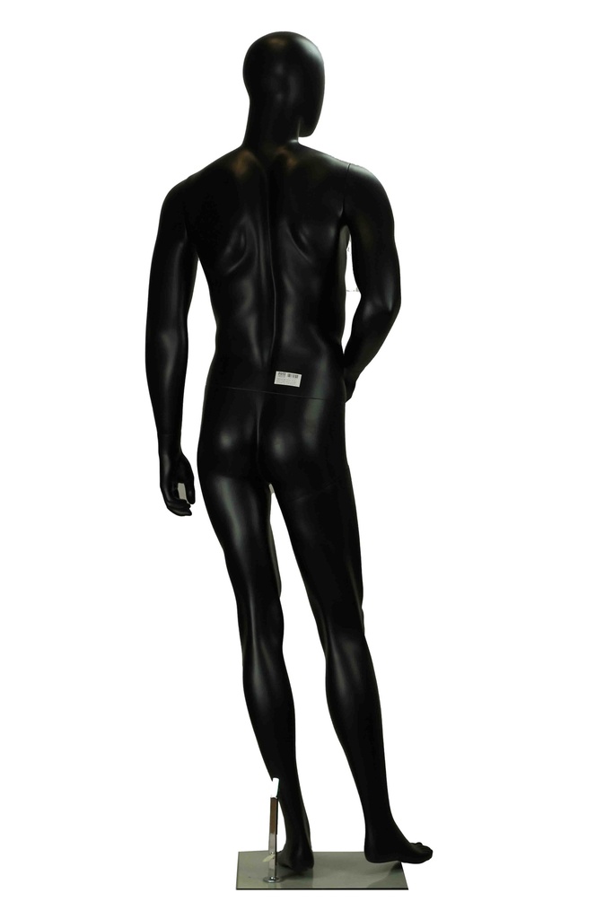 Maniquí lacado en negro mate sin características con brazo doblado