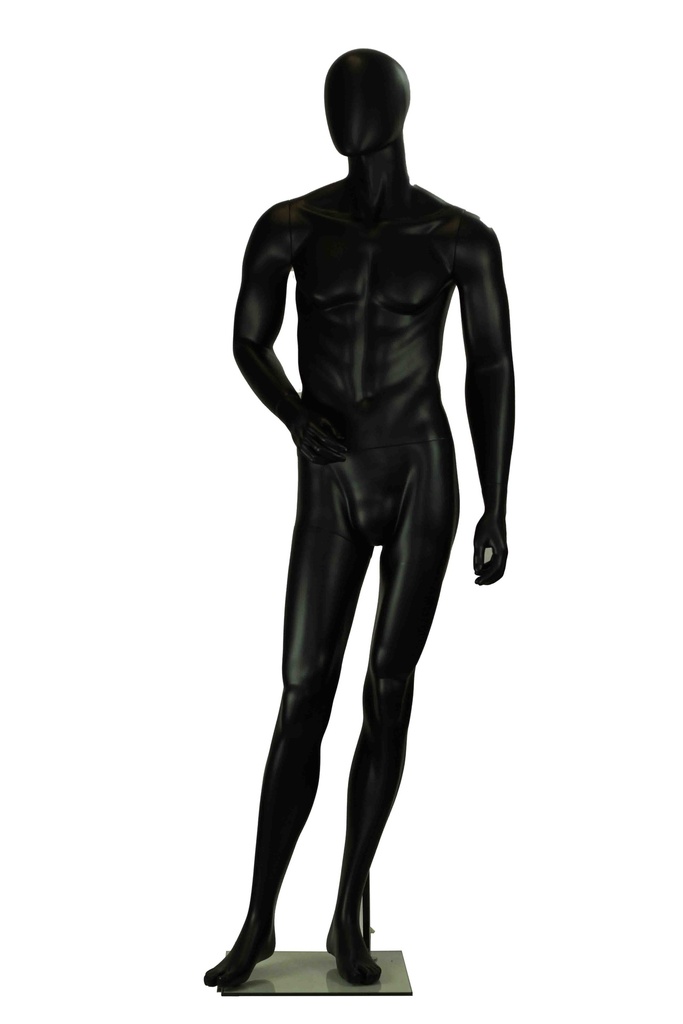 Maniquí lacado en negro mate sin características con brazo doblado