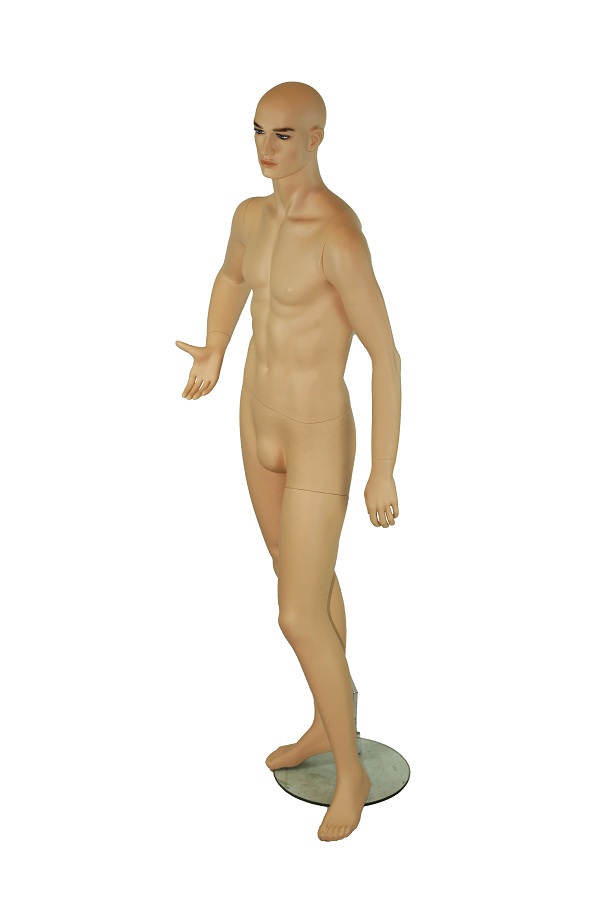 Maniquí Masculino Realista Color Carne con Brazo Derecho Doblado en Fibra